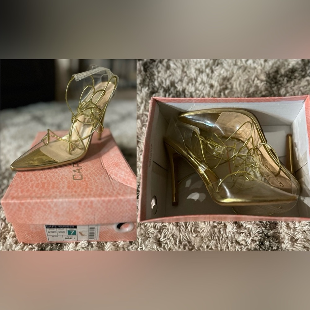 Gold Strappy Heels